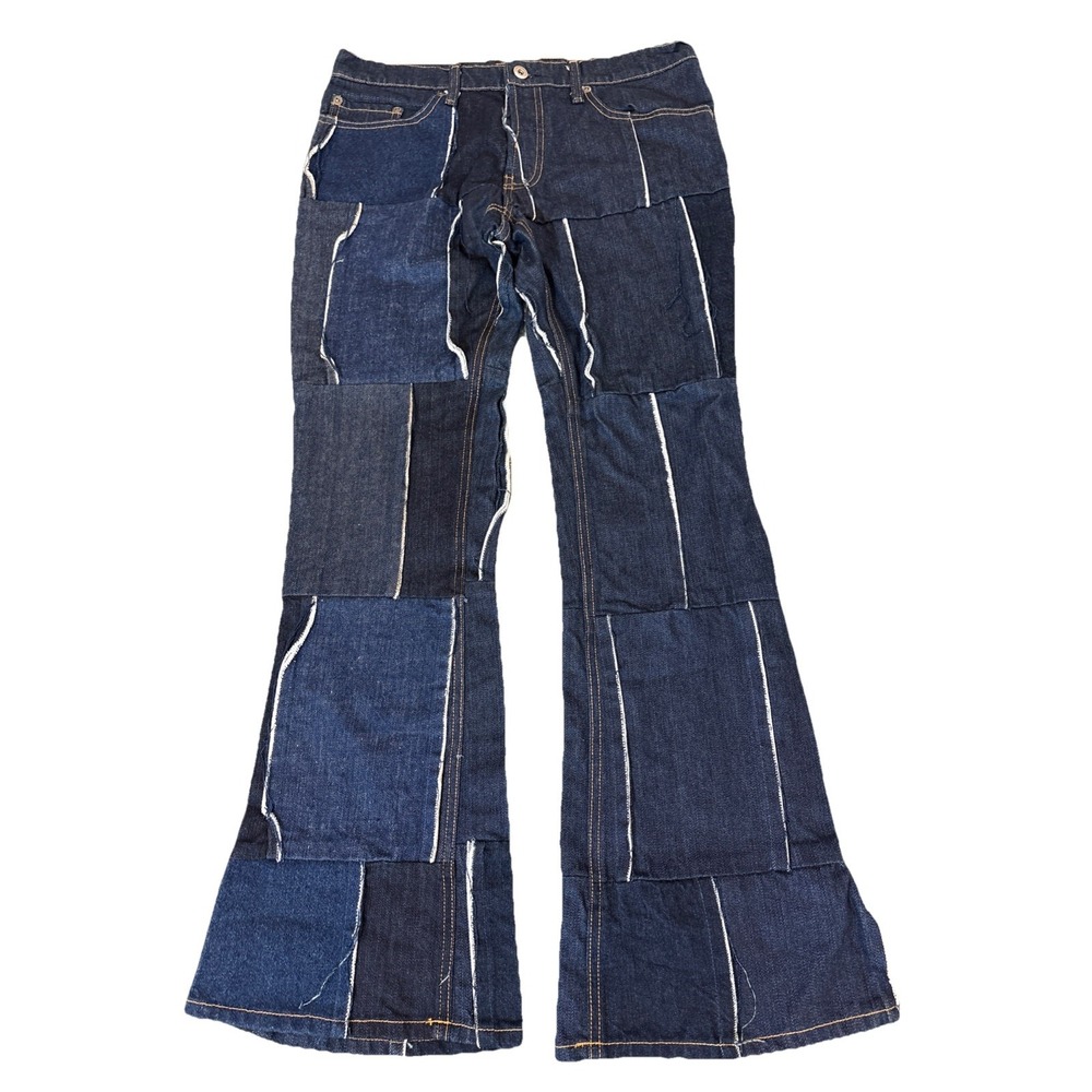 Sonas Denim Original Patchwork Jeans Made USA 32X30 Blue Y2K Burning Man Preppy
